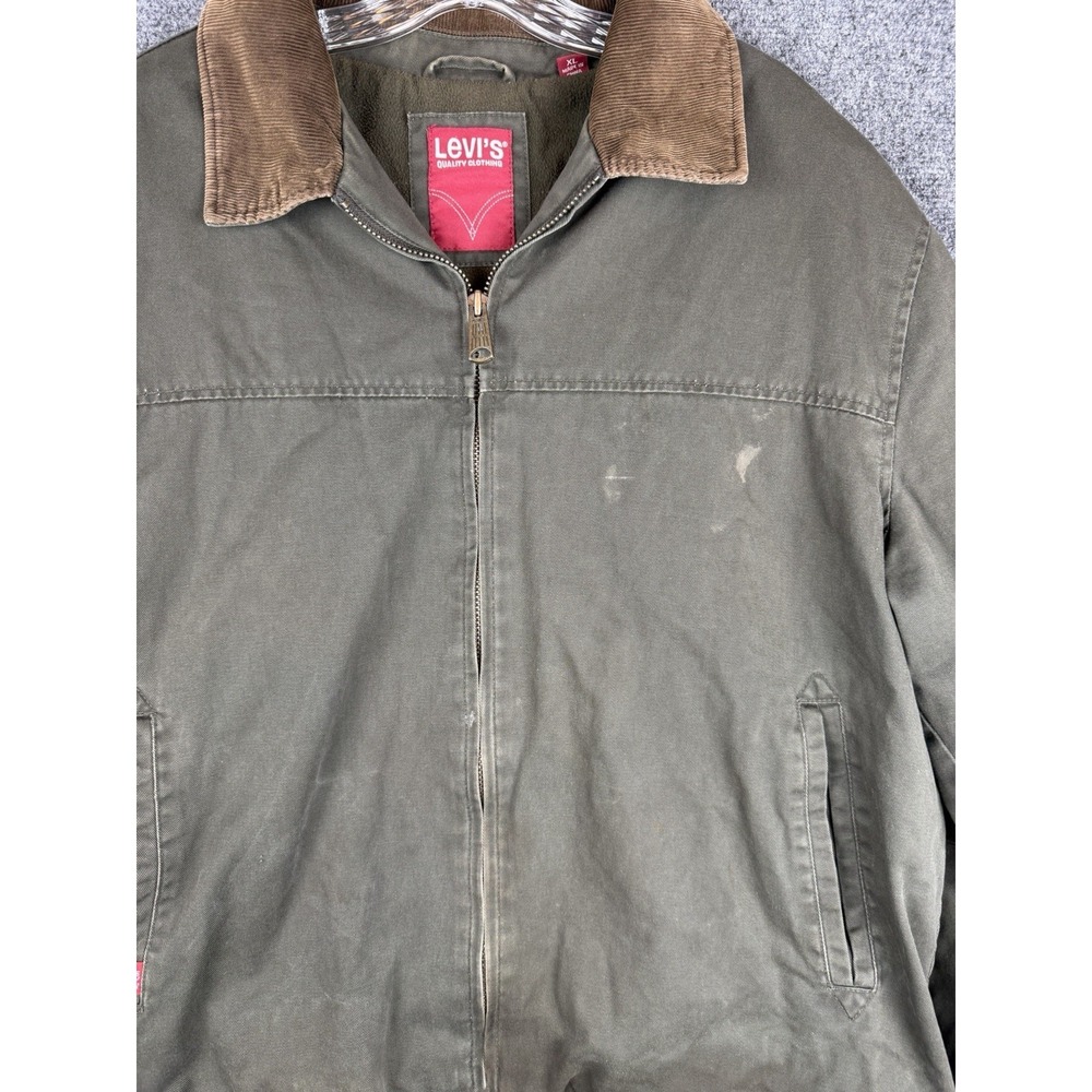 Levi's Canvas Utility Jacket Corduroy Collar Lined‎ Men's XL Green Detroit Style - Picture 2 of 14